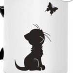 Котенок и бабочка