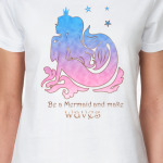 Будь русалкой. Красивый силуэт с золотыми буквами