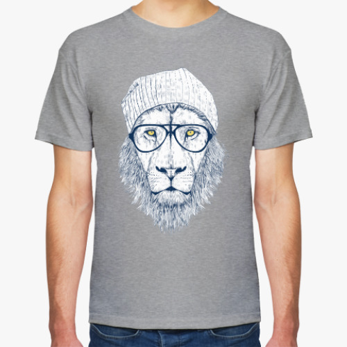 Футболка с принтом Крутой лев хипстер