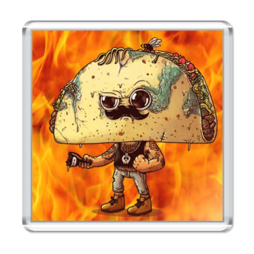 Магнит с принтом Fast Food Man