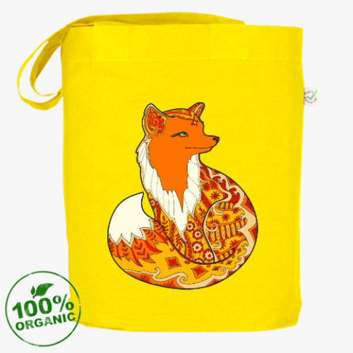 Сумка шоппер с принтом Изящная лиса зентангл