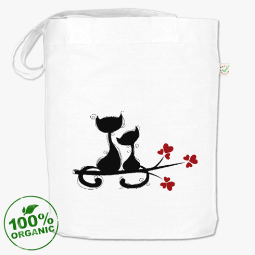 Сумка шоппер с принтом Любовь и кошки