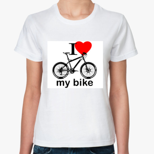 Классическая футболка с принтом I love my bike