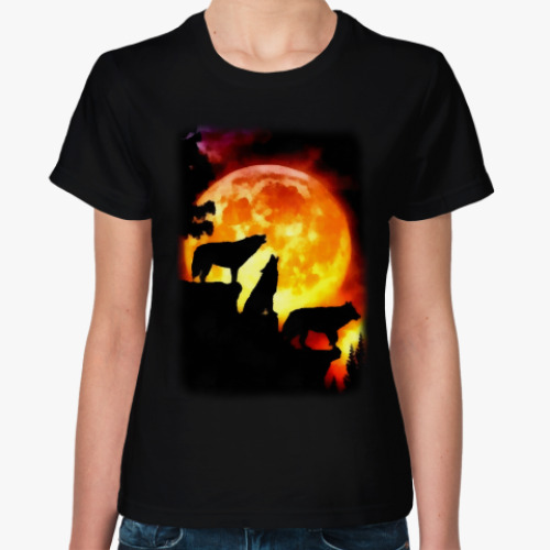 Женская футболка с принтом волки