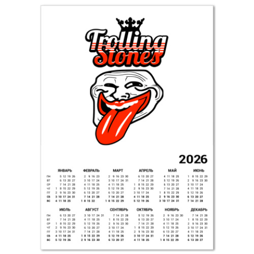 Календарь с принтом Trolling Stones