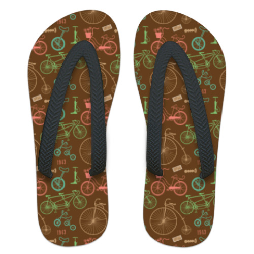 Шлепанцы (сланцы) с принтом велосипеды