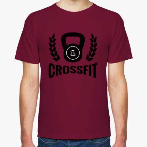 Футболка с принтом Кроссфит логотип с гирей
