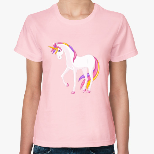 Женская футболка с принтом Красивый радужный единорог