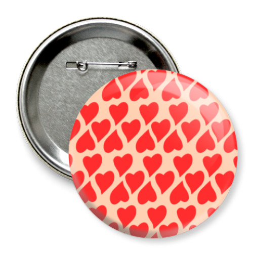 Значок 75мм с принтом  'LOVE' (Сердца)