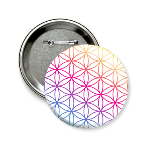 Значок 58мм с принтом  Цветок жизни