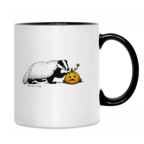 Кружка с принтом Барсук и тыква Фшоке