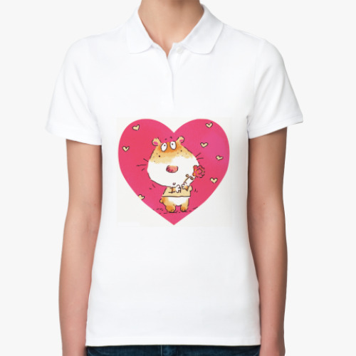 Женская рубашка поло (печать) с принтом Сердечко