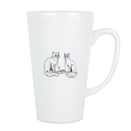 Чашка Латте с принтом Влюбленные котики