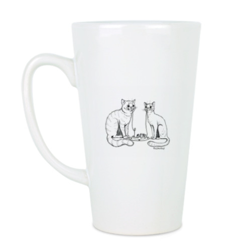 Чашка Латте с принтом Влюбленные котики