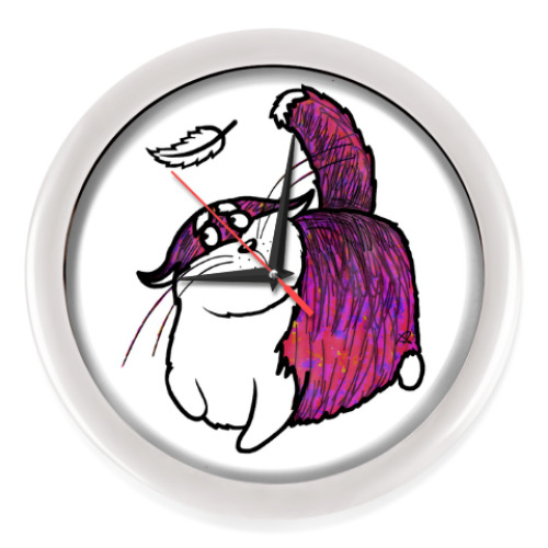 Настенные часы с принтом Котик-проказник