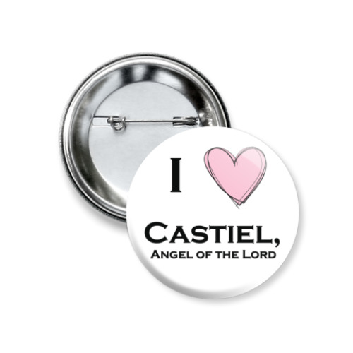 Значок 37мм с принтом I love Castiel