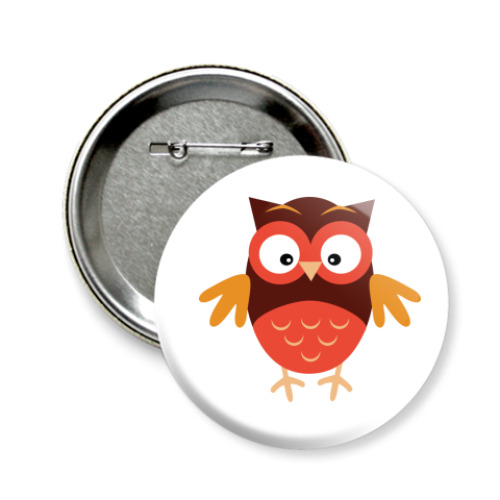 Значок 58мм с принтом Сова, просто сова