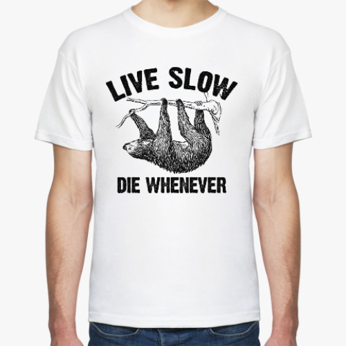 Футболка с принтом Live slow, die whenever
