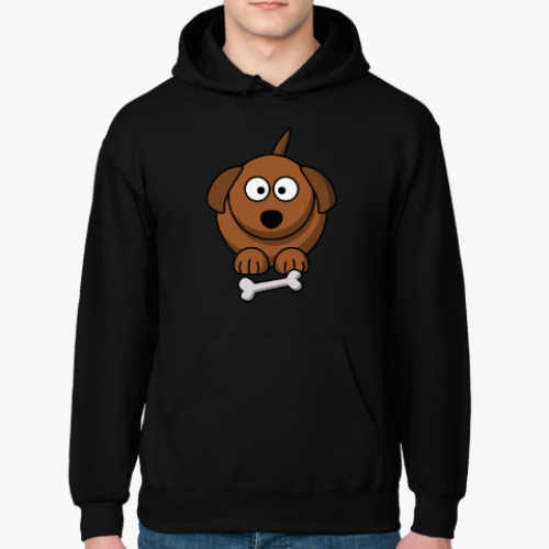 Толстовка худи с принтом Собачка с косточкой