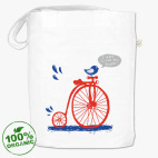 Птичка на ретро-велосипеде