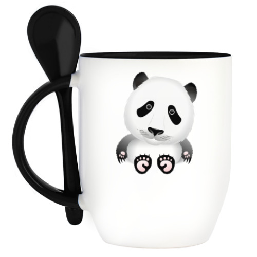 Кружка с ложкой с принтом Панда