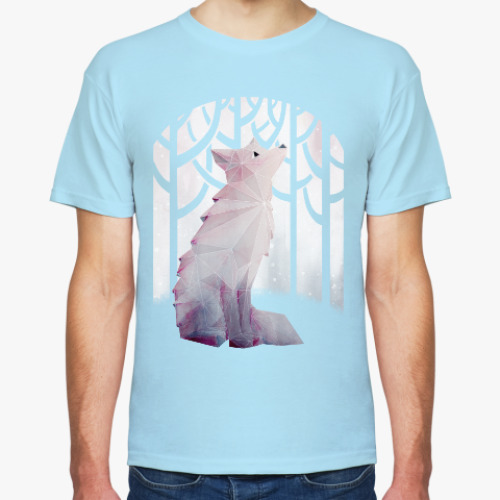 Футболка с принтом Зимний Лис в снегу Winter fox