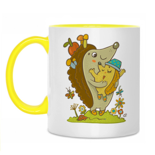 Кружка с принтом Ежик и его мама