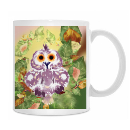 Кружка с принтом Сова на ветке