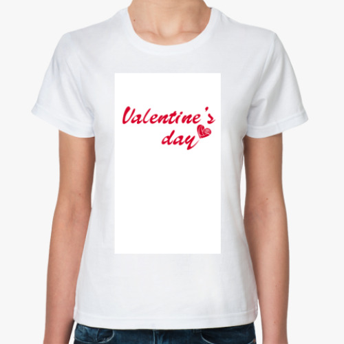 Классическая футболка с принтом День святого Валентина
