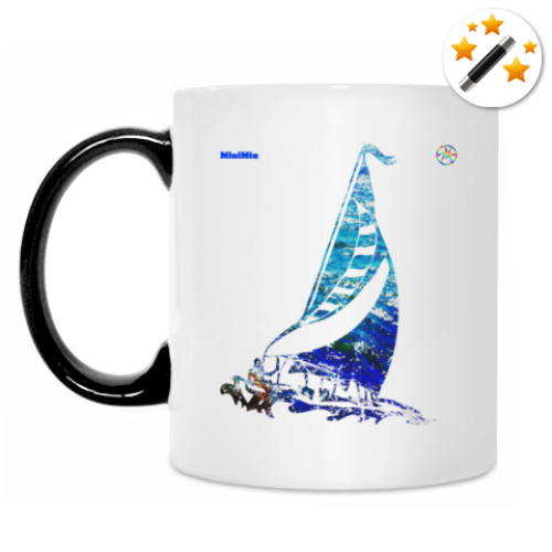 Кружка-хамелеон с принтом Яхта