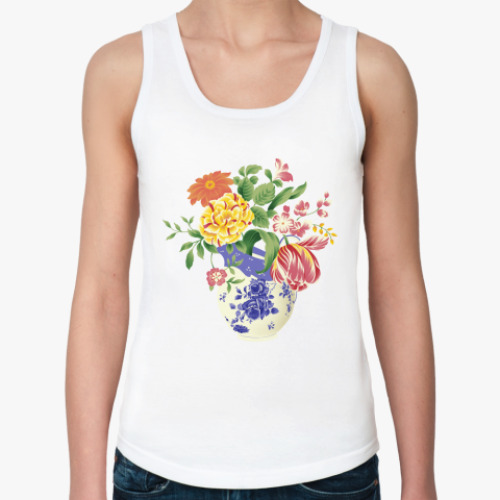 Женская майка с принтом Ваза с цветами