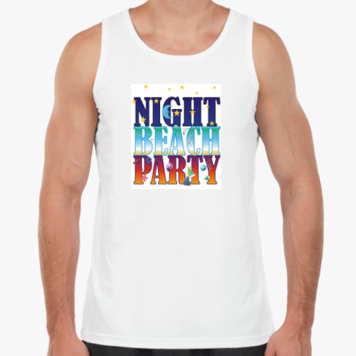 Майка с принтом  Ночь, пляж, вечеринка