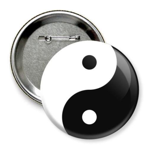 Значок 75мм с принтом Инь-Янь