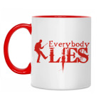 Двухцветная кружка Все лгут