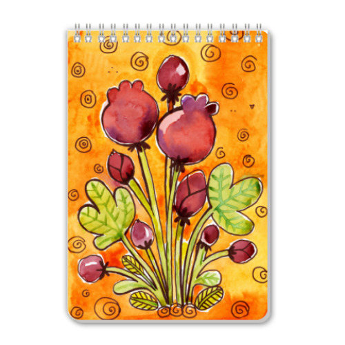 Блокнот с принтом Букет