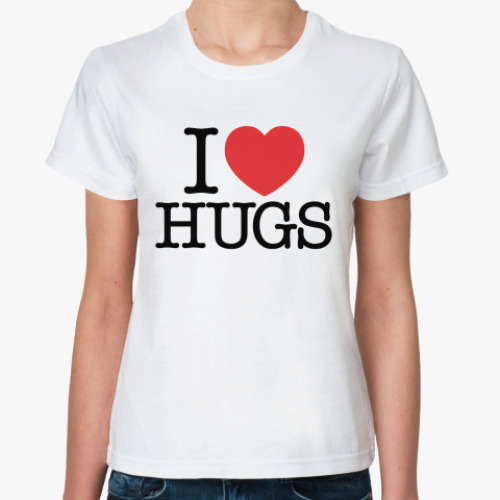 Классическая футболка с принтом I love HUGS