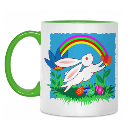 Кружка с принтом Пасхальный зайчик