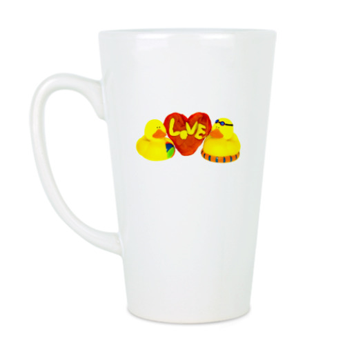 Чашка Латте с принтом Уточка и роза