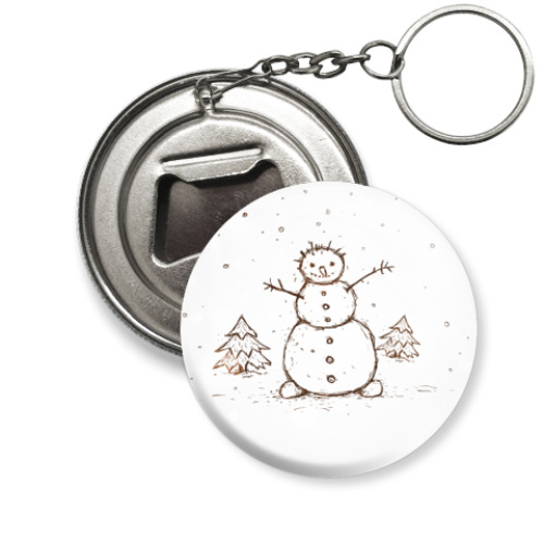 Брелок-открывашка с принтом  Снеговик