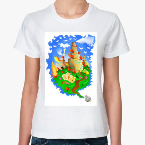 Классическая футболка с принтом  Двор