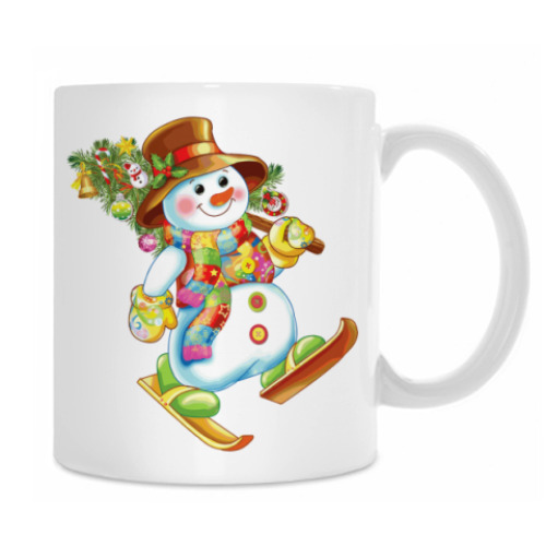Кружка с принтом Снеговик