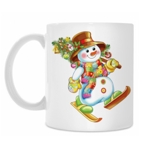 Кружка с принтом Снеговик