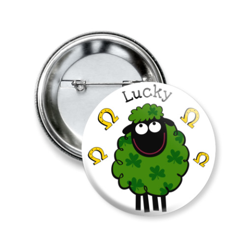 Значок 50мм с принтом Lucky