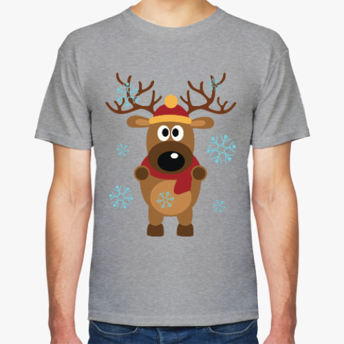 Футболка с принтом Новогодний олень