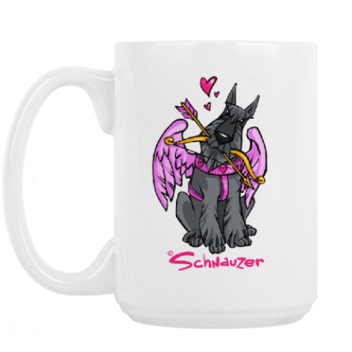 Кружка с принтом Шнауцер Купидон