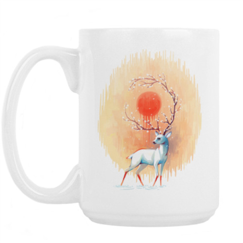 Кружка с принтом Дух весны белый олень
