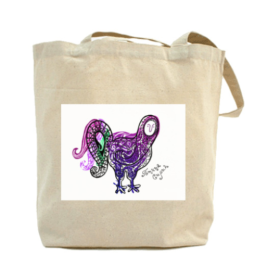 Сумка шоппер с принтом  'Птица Сирин'