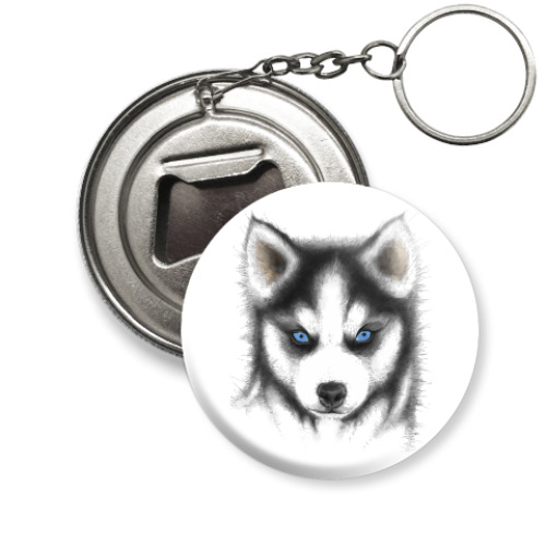 Брелок-открывашка с принтом Сибирский хаски Siberian husky