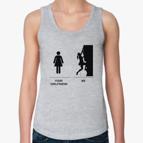 Женская майка с принтом Climbing girl : Скалолазка