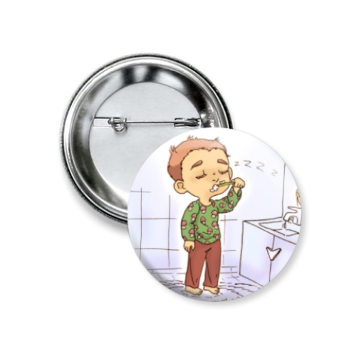 Значок 37мм с принтом Сонное утро